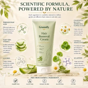 Grunsify® Natural Gentle Hair Removal Cream | For Women & Men, Sensitive Skin